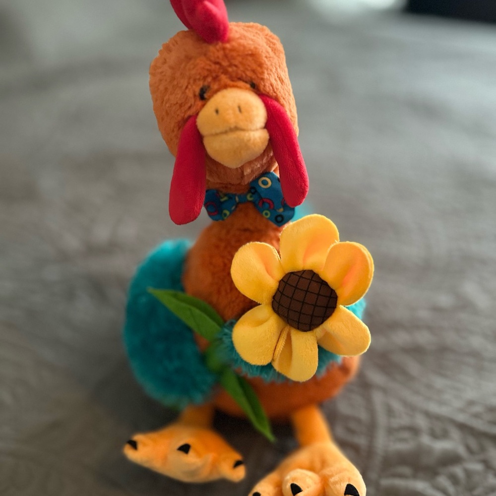 Plush  Turkey with Flower - Orange and Yellow